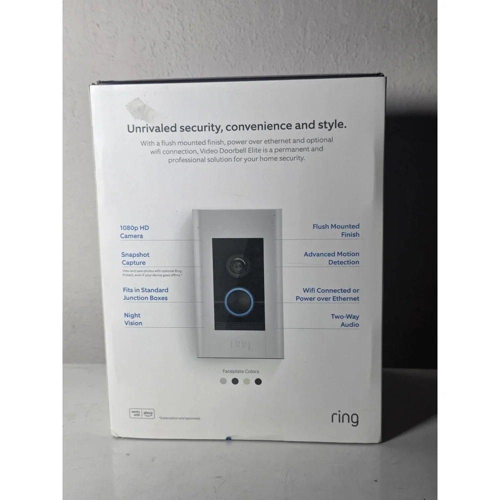 Ring Video Doorbell Elite Black Wired HD Security Camera - BRAND NEW SEALED